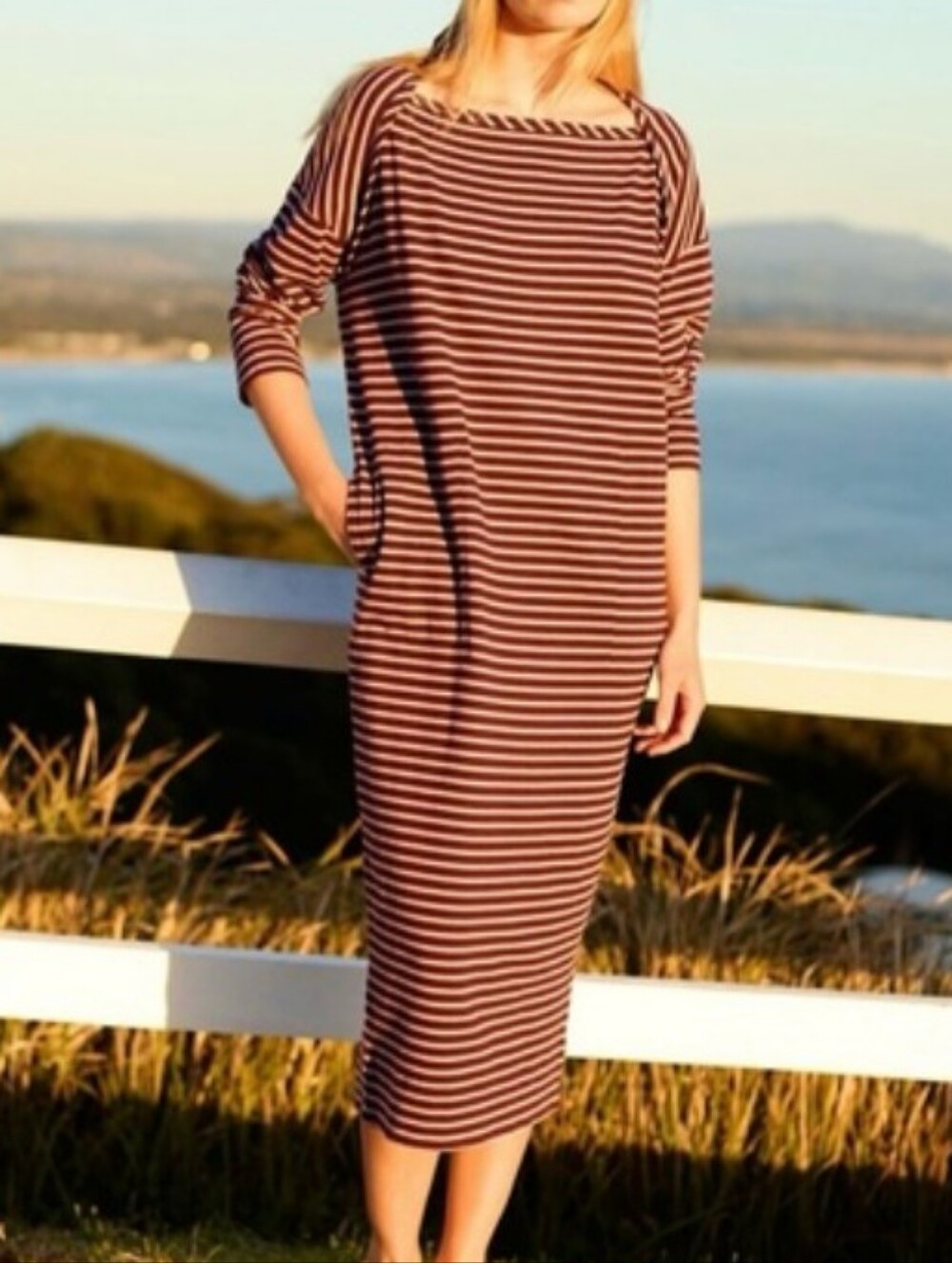 New Free People Tivoli Striped Maxi Dress Cotton